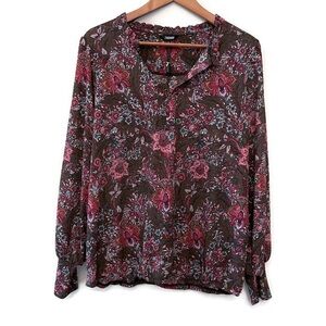 Floral Sigrid Blouse Top by Zavanna Multicolored Browns Pinks Women’s size L